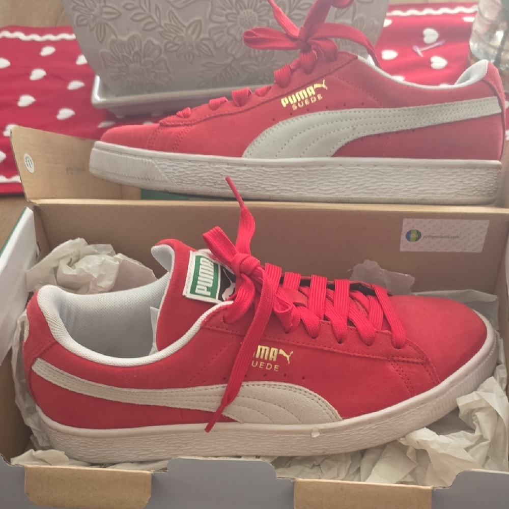 Puma Suede Classic Red and White Sneakers